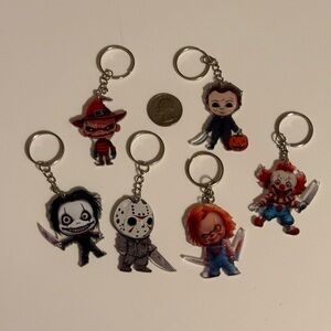 Horror Character Keychain Set of 6 Flat Acrylic